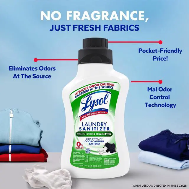 Alt view image 2 of 6 - Lysol Tough Odor Eliminator Laundry Sanitizer Additive, 0% Bleach, Eliminates Odor Causing Bacteria, 41 fl oz