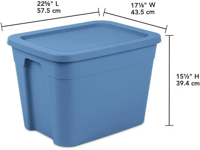 Alt view image 2 of 7 - Sterilite 18 Gallon Tote, Plastic Storage Bin with Snap-on Lid, Stackable, Blue