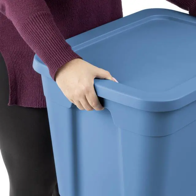 Alt view image 6 of 7 - Sterilite 18 Gallon Tote, Plastic Storage Bin with Snap-on Lid, Stackable, Blue