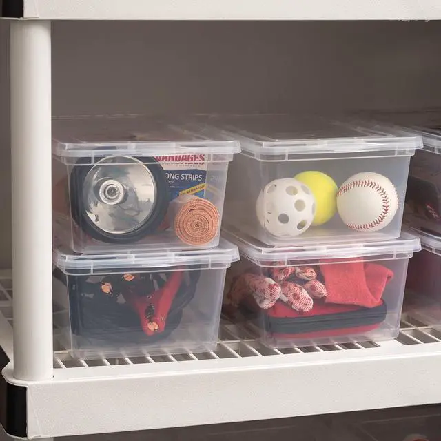 Alt view image 4 of 7 - IRIS USA 6 Qt. Plastic Storage Bins with Lids, Clear, Stackable Totes, Containers