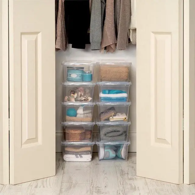 Alt view image 5 of 7 - IRIS USA 6 Qt. Plastic Storage Bins with Lids, Clear, Stackable Totes, Containers