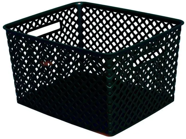 Alt view image 3 of 5 - Mainstays Large Decorative Plastic Storage Basket, Black, 14.7 in x 12 in x 8.5 in