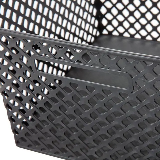 Alt view image 5 of 5 - Mainstays Large Decorative Plastic Storage Basket, Black, 14.7 in x 12 in x 8.5 in