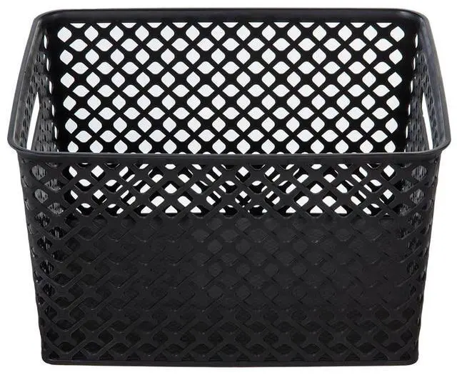 Alt view image 4 of 5 - Mainstays Large Decorative Plastic Storage Basket, Black, 14.7 in x 12 in x 8.5 in