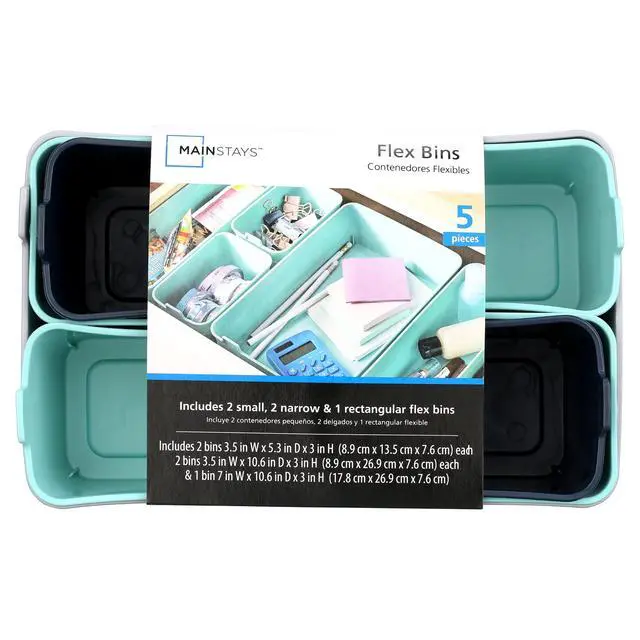 Alt view image 4 of 6 - Mainstays 5-Piece Flexible Plastic Drawer Organizer Set, Assorted Colors