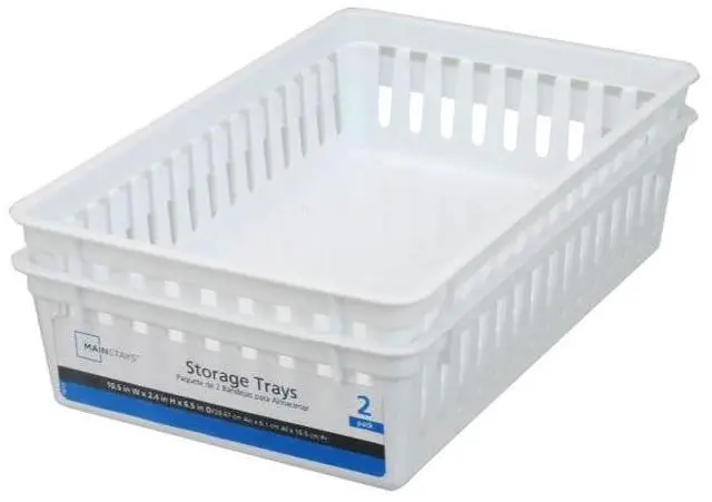 Alt view image 7 of 7 - (6 pack) Mainstays 2-Pack Plastic Drawer Organizer Storage Bin Set, Mini Drawer Storage Containers for Kitchen Drawer, Desk Drawer and Bathroom Drawer Organization, Arctic White, 10.3" x 6.5" x 2.4"
