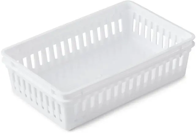 Alt view image 6 of 7 - (6 pack) Mainstays 2-Pack Plastic Drawer Organizer Storage Bin Set, Mini Drawer Storage Containers for Kitchen Drawer, Desk Drawer and Bathroom Drawer Organization, Arctic White, 10.3" x 6.5" x 2.4"