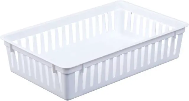 Alt view image 3 of 7 - (6 pack) Mainstays 2-Pack Plastic Drawer Organizer Storage Bin Set, Mini Drawer Storage Containers for Kitchen Drawer, Desk Drawer and Bathroom Drawer Organization, Arctic White, 10.3" x 6.5" x 2.4"
