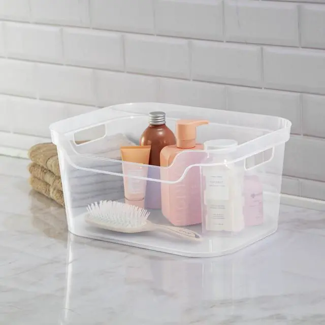 Alt view image 4 of 6 - Mainstays Large Open Bin with Scoop Front, Clear Plastic