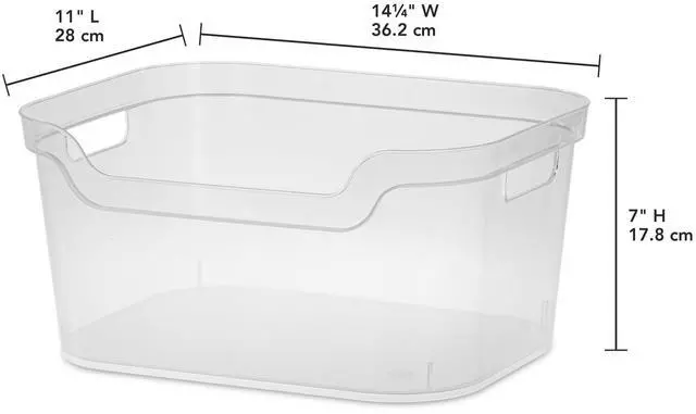 Alt view image 6 of 6 - Mainstays Large Open Bin with Scoop Front, Clear Plastic