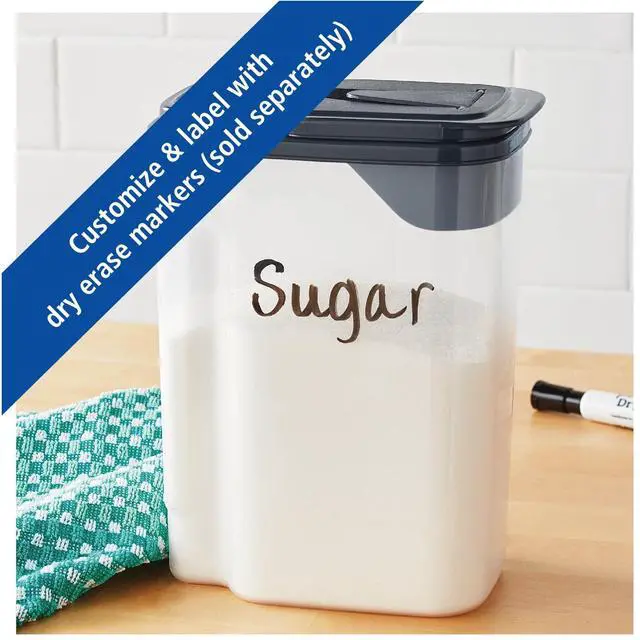 Alt view image 3 of 5 - Mainstays 3.5 QT Plastic Food Dispenser, Clear with Gray Lid (1 Each) 7.5" L x 3.75" W x 9.25" H, Designed to Help with Kitchen Organization and Accessibility