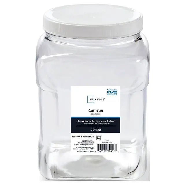 Alt view image 6 of 7 - (2 pack) Mainstays 2-Quart Plastic Clear Canister with White Twist-Top Lid (1 Each) 4.85" x 4.73" x 7.30", A Practical Choice for Pantry Organization and Food Storage
