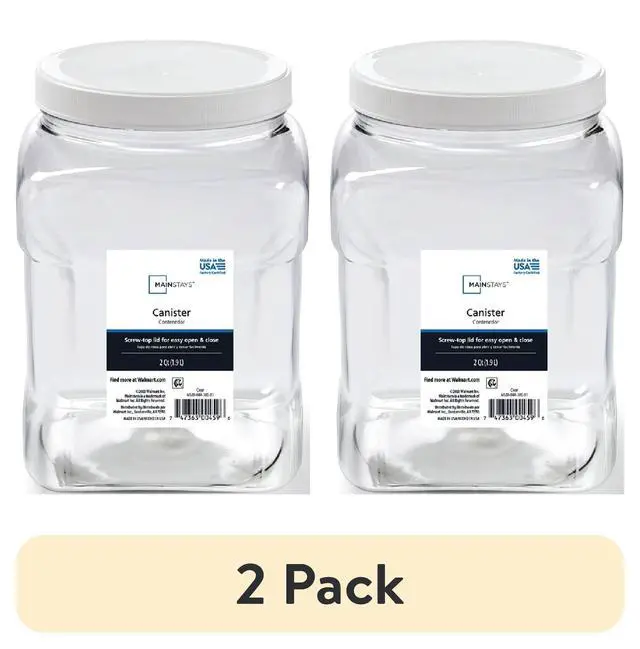 Alt view image 5 of 7 - (2 pack) Mainstays 2-Quart Plastic Clear Canister with White Twist-Top Lid (1 Each) 4.85" x 4.73" x 7.30", A Practical Choice for Pantry Organization and Food Storage