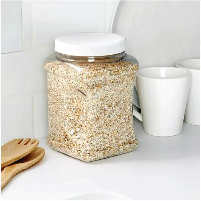 Alt view image 7 of 7 - (2 pack) Mainstays 2-Quart Plastic Clear Canister with White Twist-Top Lid (1 Each) 4.85" x 4.73" x 7.30", A Practical Choice for Pantry Organization and Food Storage
