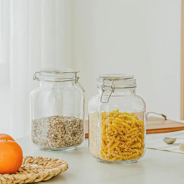 Alt view image 6 of 6 - Mainstays 67 oz Glass Airtight Food Storage Jar Canister with Locking Lid, Kitchen Pantry Storage Container for Dry Food, Coffee, Sugar and Pantry Organization