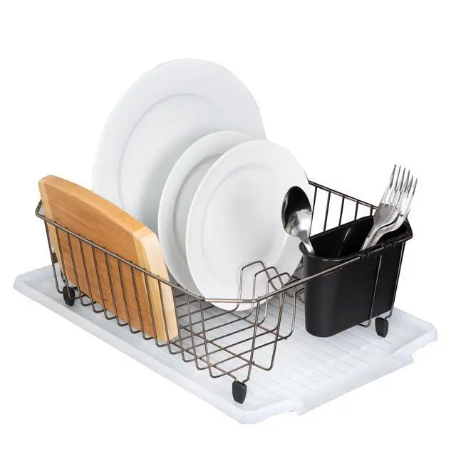 Alt view image 4 of 5 - Mainstays Large Clear Plastic Dish Drying Drain Board, Kitchen Sink Dish Drainer Tray for Countertop Drying