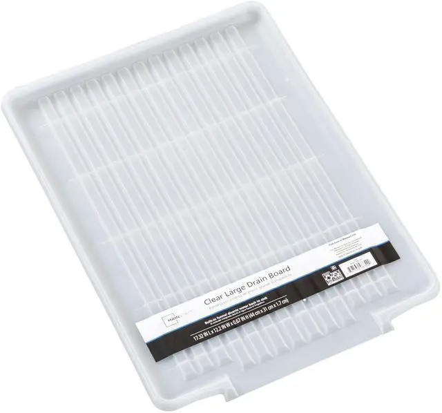 Main image of Mainstays Large Clear Plastic Dish Drying Drain Board, Kitchen Sink Dish Drainer Tray for Countertop Drying