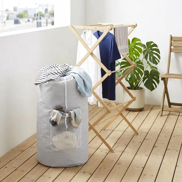 Alt view image 6 of 6 - Mainstays Arctic White & Soft Silver Backpack Laundry Bag with Mesh Pocket
