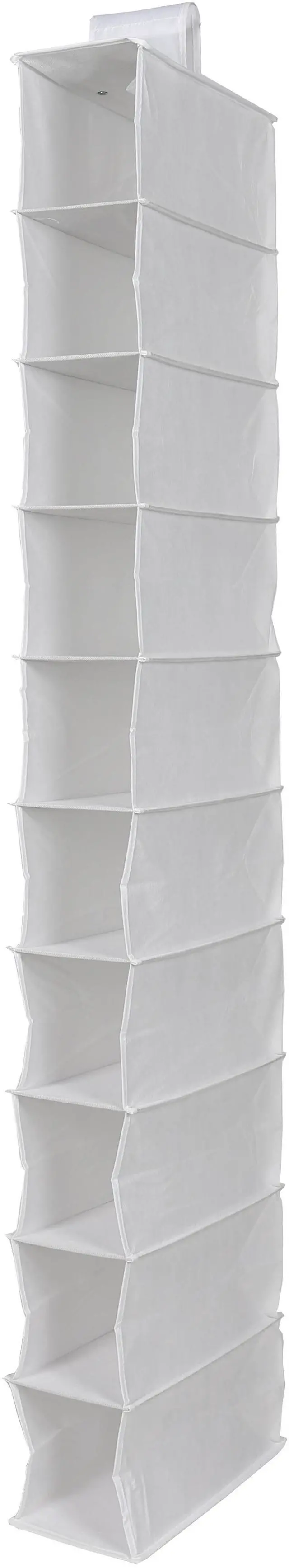 Main image of Mainstays 10 Shelf Hanging Closet Storage Shoe Organizer for Shoes, Non Woven, Arctic White