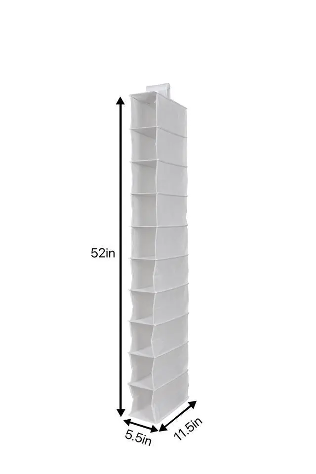 Alt view image 6 of 6 - Mainstays 10 Shelf Hanging Closet Storage Shoe Organizer for Shoes, Non Woven, Arctic White