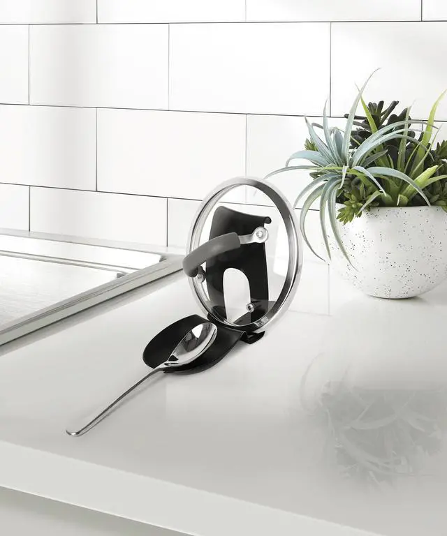 Alt view image 6 of 6 - Mainstays Spoon Rest and Pot Lid Holder Black Metal