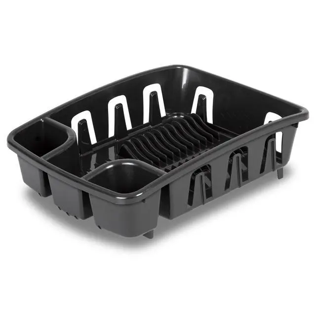 Alt view image 2 of 6 - Sterilite DrainRack, Dishrack and Drainboard All-in-One, Inclined Base for Draining, Black