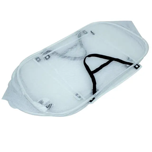 Alt view image 2 of 6 - Mainstays Pop-Up Mesh Triple Sort Laundry Basket with Three Compartments, White, 16" x 16" x 28"
