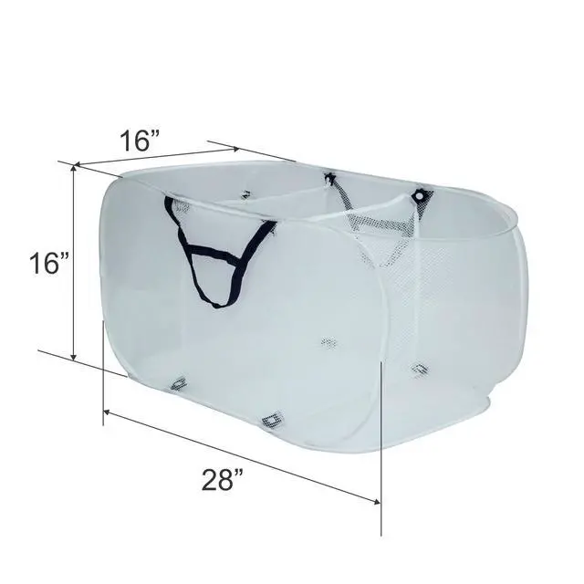 Alt view image 6 of 6 - Mainstays Pop-Up Mesh Triple Sort Laundry Basket with Three Compartments, White, 16" x 16" x 28"