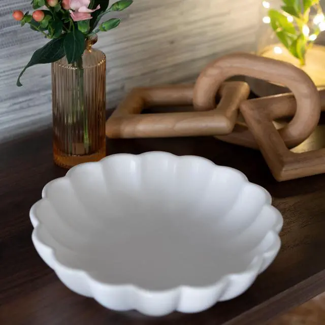 Main image of Mainstays Scalloped White Decorative Tabletop Bowl
