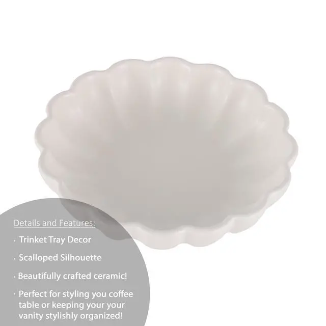 Alt view image 4 of 7 - Mainstays Scalloped White Decorative Tabletop Bowl