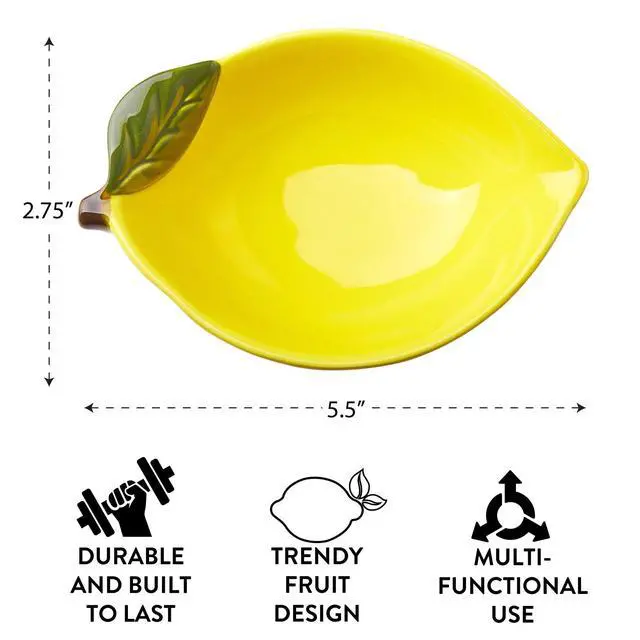 Alt view image 5 of 7 - Mainstays Yellow Ceramic Lemon Bowl, 8.07" L x 5.51" W x 2.75" H