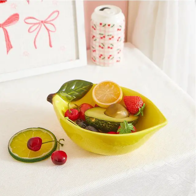 Alt view image 7 of 7 - Mainstays Yellow Ceramic Lemon Bowl, 8.07" L x 5.51" W x 2.75" H
