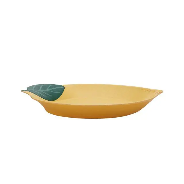 Alt view image 7 of 7 - Mainstays by Becky G. & Alejandra Bamboo Melamine Figural Lemon Serve Platter, Green Leaf