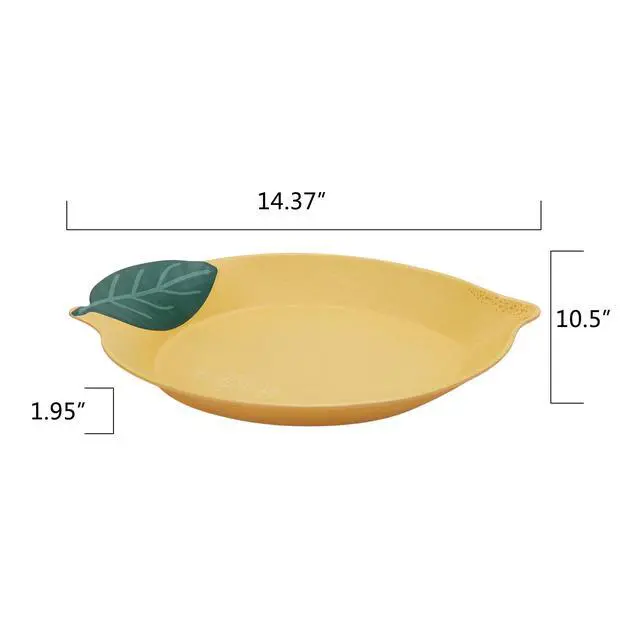 Alt view image 2 of 7 - Mainstays by Becky G. & Alejandra Bamboo Melamine Figural Lemon Serve Platter, Green Leaf