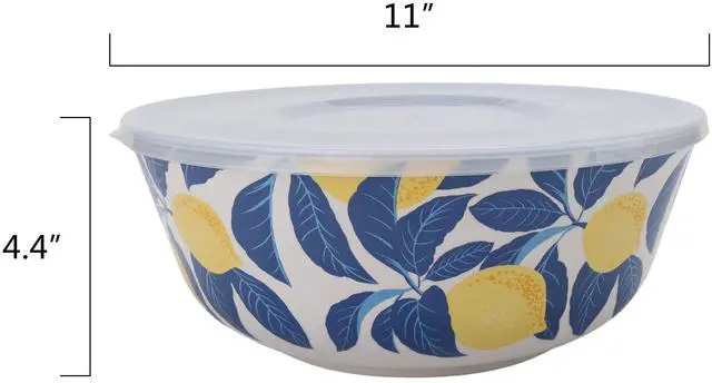 Alt view image 7 of 7 - Mainstays by Becky G. & Alejandra Bamboo Melamine 4-Piece Serve Bowl Set, Lemon & Blue