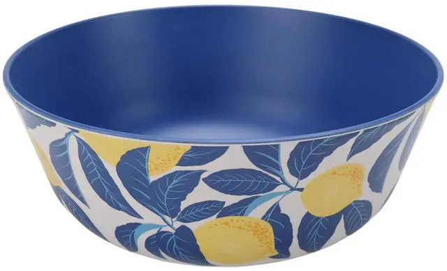 Alt view image 2 of 7 - Mainstays by Becky G. & Alejandra Bamboo Melamine 4-Piece Serve Bowl Set, Lemon & Blue