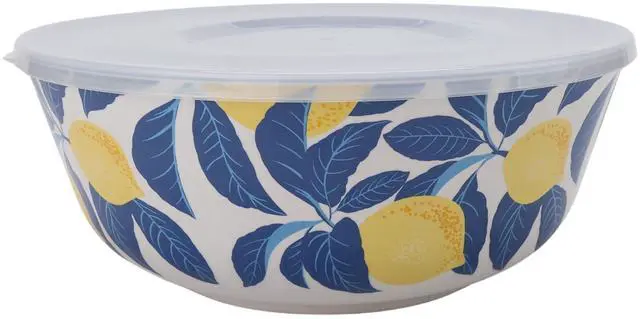 Alt view image 4 of 7 - Mainstays by Becky G. & Alejandra Bamboo Melamine 4-Piece Serve Bowl Set, Lemon & Blue