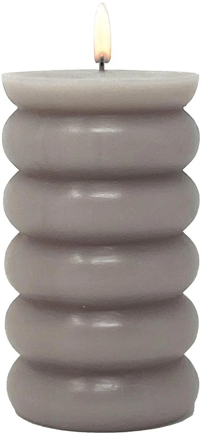 Main image of Mainstays Single Wick Bubble Pillar Candle, 3 in x 5 in, Unscented, Taupe