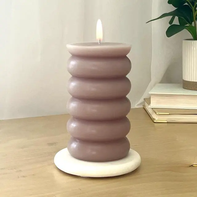 Alt view image 6 of 7 - Mainstays Single Wick Bubble Pillar Candle, 3 in x 5 in, Unscented, Taupe