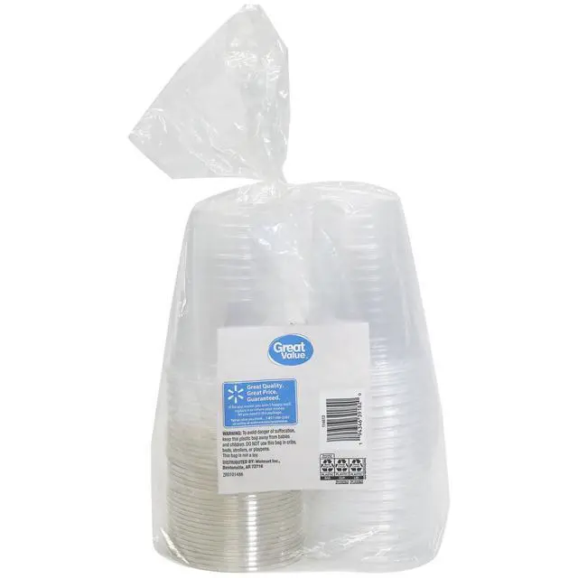 Alt view image 3 of 7 - Great Value Disposable Plastic Cups and Lids, Clear, 16 oz, 25 Count, (Cup and Lid Combo)