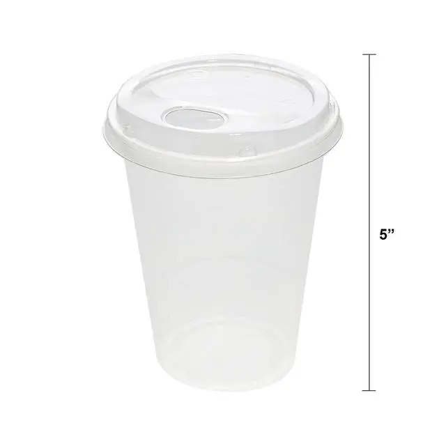 Alt view image 2 of 7 - Great Value Disposable Plastic Cups and Lids, Clear, 16 oz, 25 Count, (Cup and Lid Combo)