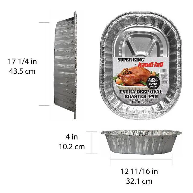 Alt view image 3 of 5 - Handi-Foil Super King Aluminum Extra Deep Oval Roaster Pan, 1 Count