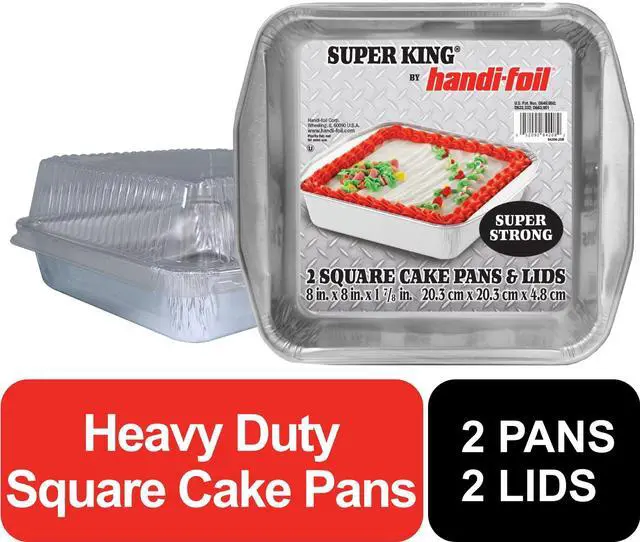 Main image of Handi-Foil 8" x 8" Aluminum Square Cake Pan, 2 Count