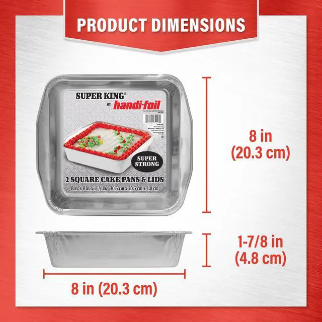 Alt view image 4 of 5 - Handi-Foil 8" x 8" Aluminum Square Cake Pan, 2 Count