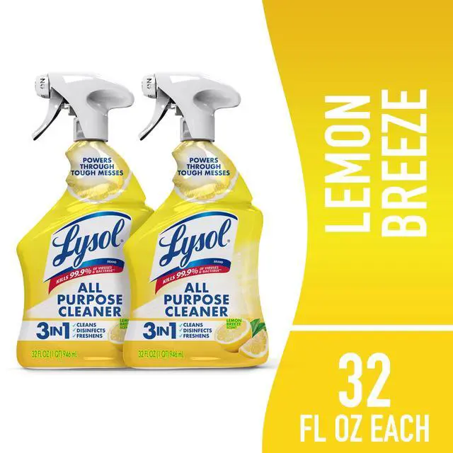 Main image of Lysol All Purpose Spray Cleaner for Sanitizing and Disinfecting, Lemon, 32 fl oz, Pack of 2