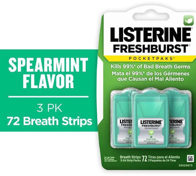 Main image of Listerine Freshburst PocketPaks Oral Care Breath Strips, 24 Count, 3 Pack