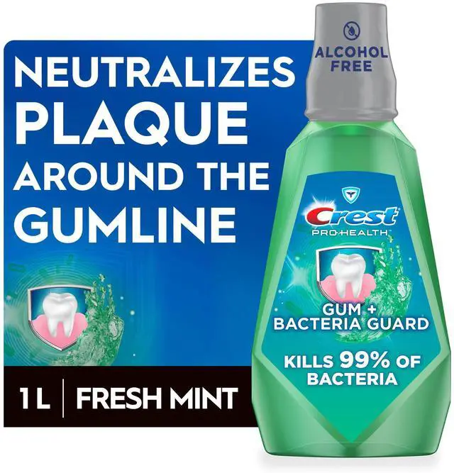Main image of Crest Mouthwash, ProHealth Gum and Bacteria Guard AlcoholFree Mouthwash, Oral Rinse, Mint, 1L
