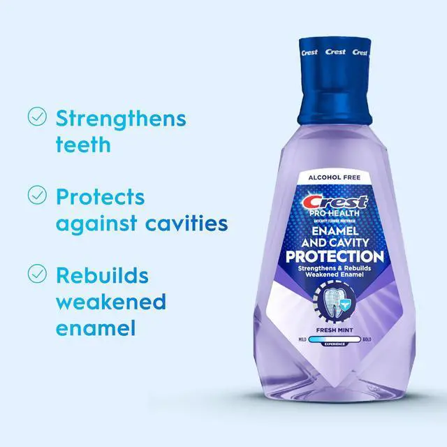 Alt view image 3 of 5 - Crest Mouthwash Pro-Health Enamel & Cavity Protection, 6-in-1 benefits, Alcohol Free, Fresh Mint, 1 L (33.8 fl oz)