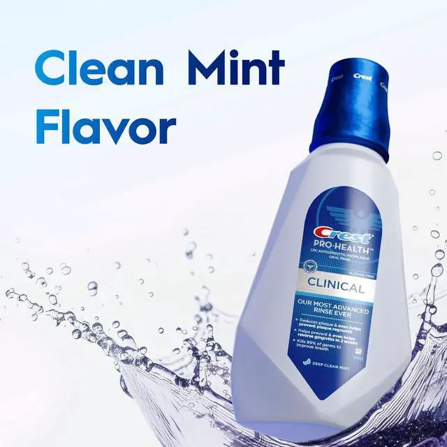 Alt view image 3 of 6 - Crest Mouthwash, Pro-Health Clinical Mouthwash, Alcohol Free, Antigingivitis & Antiplaque, Deep Clean Mint- 946 mL