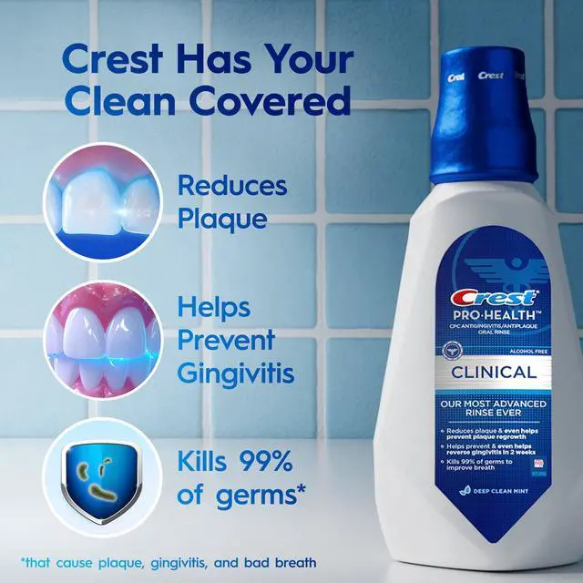 Alt view image 5 of 6 - Crest Mouthwash, Pro-Health Clinical Mouthwash, Alcohol Free, Antigingivitis & Antiplaque, Deep Clean Mint- 946 mL